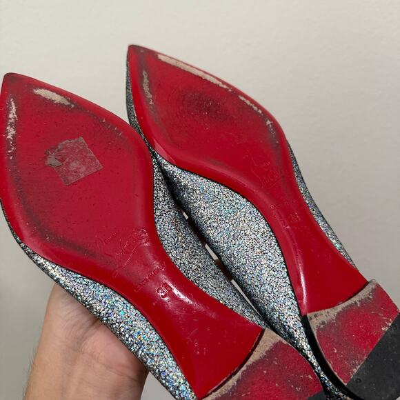 Christian Louboutin Ballalla Silver Mica Glitter Ballerina Ballet Flat 36 - Picture 9 of 15